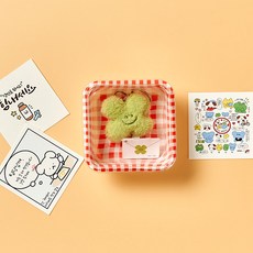 네잎클로버 행운 인형 키링 보들이+메세지카드+체크박스