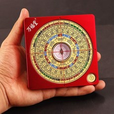 萬福堂高精度專業強磁瑪瑙鋁合金大字體羅盤3寸5寸三元三合綜合盤, 金色,5寸綜合盤16層【贈送禮品】, 1個