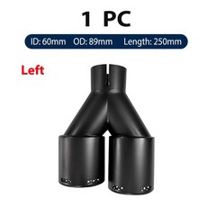 배기 무광 블랙 듀얼 아웃렛 머플러 시스템 노즐 파이프 자동차 외부 장식, 1. Left in60-out89mm, 기본