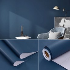 셀프 인테리어 붙이는 접착식 포인트 가구 방수 벽지 시트지 + 헤라 U-SSAC110, 에그쉘+미드나이트블루