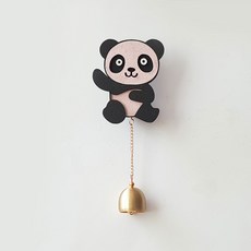 빈티지소품 현관종 도어벨 액막이 출입문종 팬더 현관문종 벽장식소품, 핑크