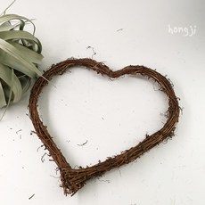 愛心藤環心型藤圈，空鳳裝飾愛心花環，土伏藤捕夢網DIY藤編花圈，田園鄉村拍攝道具，聖誕節裝飾