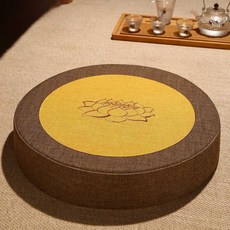 중국풍 명상 방석 불교 제단 무릎 두꺼운 쿠션 기도, 부귀길상 폴리린넨 스모크그레이40cm 10cm