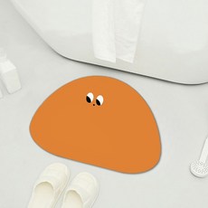 디아쿠아 몬스터 빨아쓰는 욕실 주방 논슬립 소프트 규조토 발매트, 둥근세모귤