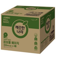 깨끗한나라 2겹 점보롤 베이직 총 16롤, 4개, 4롤, 300m