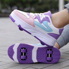 PHTEER 롤러슈즈 바퀴달린 운동화 바퀴달린 롤러슈즈 4륜 F03, 자주색, 1개