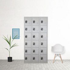 나인홈 철제 6단 사물함 사무실 학원 락커 캐비넷, 그레이