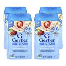 거버 아기용 시리얼 곡물 및 성장 8개월 이상 오트밀 8온스, 바나나 딸기, 227g, 4개