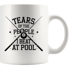 Panvola Tears Of The People I Beat At Pool 당구 선수 선물 스누커 큐 스포츠 아빠 형제 남편 남자친구 재미있는 음료 용품 세라믹 머그컵 (흰색, White, 11 Ounces