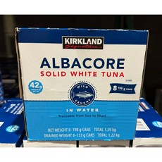 科克蘭 Kirkland Signature 鮭魚罐頭 白長鰭鮪魚 水漬 8入罐裝, 1.58kg, 1個