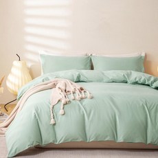 OAITE 100 워싱 잠금장치 이불 사이즈 8개 커버 내구성 침구 지퍼 통기성 부드러운, 05mint Green, Twin68" x 90"