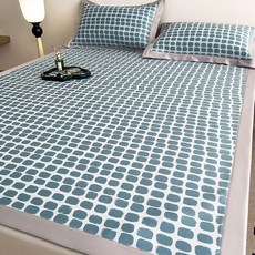 冰絲涼蓆 涼感牀蓆 可機洗涼蓆, 湖藍,單人3.5尺【兩件組】