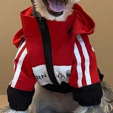 i豆寵物生活館 狗狗潮牌網紅衝鋒衣 泰迪狗狗衣服 便宜清倉 寵物衣服 炸街款 狗衣服 四腳GFJH, 紅色衝鋒衣服,L建議4.0-5.0公斤, 1個