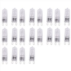 20pcs g9 할로겐 전구 맑은 할로겐 램프 어둡고 샹들리에 펜던트 조경 조명을위한 따뜻한 흰색 2800k, 60W, 투명한