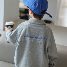 兒童條紋長袖襯衫 男童春秋外套薄款韓版
