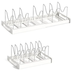 후라이팬 정리대 주방 냄비 도마 후라이팬 수납 뚜껑 확장형 싱크대 인출식 건조대 다용도 식기 선반, 베이지