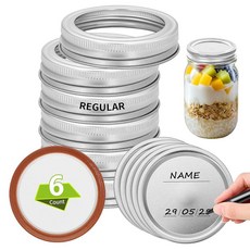 6피스 70mm/2.76인치 날짜 알림 통조림 뚜껑 링 포함 통조림 병용 일반 입구 스플릿 뚜껑 및 링 식품 등급 소재 일반 입구 병에 100% 적합 및 밀폐 (6링 +, 6