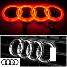 자동차 전면 그릴 4D LED 로고 라이트 프론트 링 스티커 아우디 A3 A4 A5 A6 A7 S3 S5 S6 S7 Q3 Q5 차량용품에, silver red, 24.9x8.9cm, 1개