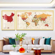 (M1H1) 세계지도 여행 마그넷보드 추억보관 A모델 50x100cm, 알루미늄 프레임 크리스탈 자기 유리 표면, 스타일 C 중국 영국 세계 지도