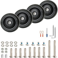 ASUNTOM 수하물 여행 가방 바퀴 교체 키트 TPE 베어링 휠 4개 부드러운 인라인 캐스터 및 가방용 스피너 롤러 트롤리 백 블랙. 휠/인라인 롤러 173494, 38mm Wheels