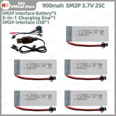 XKS 25C 고속 3.7V 900mAh 충전식 리포 배터리 - 8807/8807W 모델 항공기용 드론 교체, 04 5B1S900-SM2P-US2-L5S