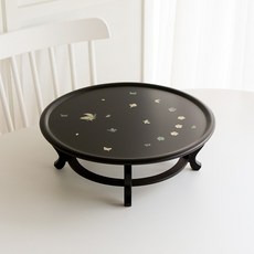 박씨상방 나전칠기 자개상 나비자개 앵두반 원형찻상D원형상 다과상, 1개, 검정(39cm)