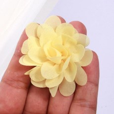 수제 작은 쉬폰 패브릭 인공 꽃 머리 웨딩 드레스 모자 홈 인테리어, 15. Light Yellow