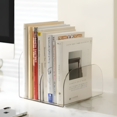 데이모노 2칸 라운드 책꽂이 북엔드, 투명