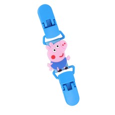 KIDS PARK 雙頭防掉夾 可愛造型奶嘴夾 嬰兒奶嘴防掉鏈 安全材質 多款可選, 2歲以下, 小豬喬治, 1個