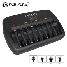 PALO 68121624 슬롯 고속 스마트 지능형 충전기 1.2V AA NiMH NiCD 배터리 용, 04 유럽 ​​연합, 01 China Mainland, 02 8 Slots charger