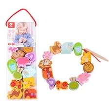 2살 유아 집중력 장난감 원목 동물 실꿰기 어린이집완구 줄끼우기 원목교구, 1개