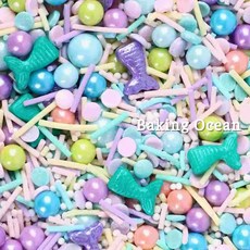 인어공주 바다 진주 아라잔 블루 그린 스프링클 케이크 데코 장식 100g