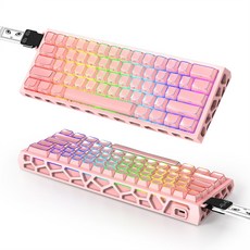 BOYI H60Pro 마그네틱 스위치 게이밍 키보드 60% 중공 알루미늄 홀 효과 급속 핫 스왑 8K 폴링 속도 0.0mm RT RGB 유선 기계식 키보드크 크리스탈 젤리 PBT, White Crystal