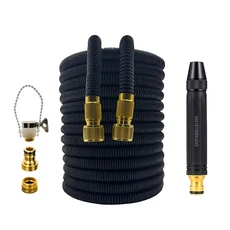 정원용 호스 25FT-100FT 확장형 매직 마당 관개용 물 세차용 고압, 01 1/2'', 01 25피트, 03 Black hose tq