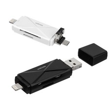 유니콘 XC-1000A IOS8핀+USB+5핀 OTG 겸용 멀티카드리더기, 블랙, 1개