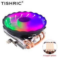 TISHRIC 히트 파이프 쿨러 라디에이터 PWM RGB 냉각 Intel A2011 115X 1700 775 X79 X99, 1 Fan 4 Heat Pipes 2, 1개