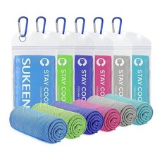 Sukeen 쿨링 타월 (101.6cm x 30.5cm(40 x 12인치)) 아이스 타월 부드럽고 통기성이 좋은 차가운 타월 요가 스포츠 달리기 체육관 운동 캠핑, 블루/그린/다크 블루/핑크/그레이/레이크 블루