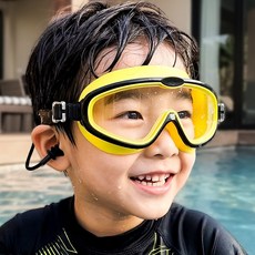 안심소재 우디우디 자국 안 남는 김서림방지 어린이 유아동 고글 수경, 1개, 옐로블랙