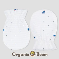 [오가닉붐]인증받은 진짜 오가닉 무형광 아기고래 여름 썸머 아기 신생아 유기농 손싸개