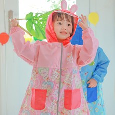 WINGHOUSE 小兔子圖案印花透明連帽長袖雨衣