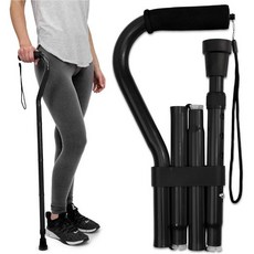 오프셋 폼 손잡이가 있는 RMS 접이식 지팡이 휴대용 파우치가 조절식 보행 스틱(블랙), Blue