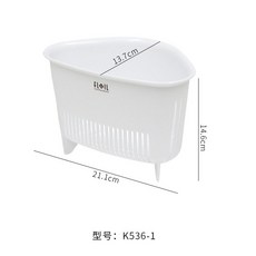日本製 三角垃圾桶 洗手臺瀝水籃 廚房濾水器 水槽瀝水垃圾桶 廚房垃圾桶 瀝水架, 1個, 三角瀝水籃（白色）