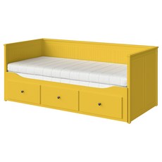 이케아 헴네스+오피엘 데이베드+서랍3/매트리스2 80x200cm (푹신함), 옐로