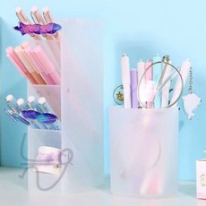 늘쎗트 반투명사각 꽂이 화이트 연필통