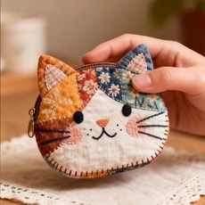 귀여운 고양이 캐릭터 동전지갑 휴대용 미니 수납 파우치 화장품 가방, 블록캣 워지 2, 1개