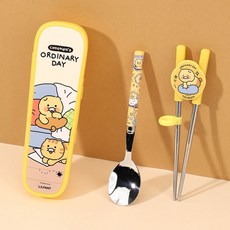 홈앤키즈 카카오프렌즈 춘식이 스텐 킨더 젓가락 스푼 글라이더 케이스세트 3P 2단계 교정용젓가락 어린이집 유치원 소풍 휴대용 수저세트 단체선물, 춘식이 스텐킨더젓가락스푼글라이더케이스3P세트, 1개, 수저젓가락케이스세트