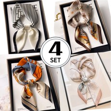 이즈이즈 고급스러운 여성 쁘띠 스카프 사각형 4p