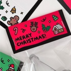올라아이템즈 크리스마스 선물 쿠키 사탕 포장 헤더택, 50매, 레드