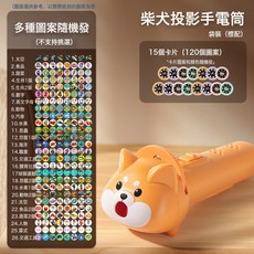 DFMEI 兒童投影手電筒發光玩具早教識圖認知趣味卡通投影儀禮品地攤, 如圖, 【OPP袋裝】小柴犬/配120圖案