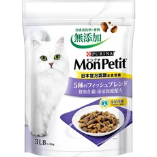 Purina Mon Petit 5種魚配方貓糧 3LB/1.36kg 日本認證主食營養, 450g, 1個, 鮮魚什錦泌尿保健